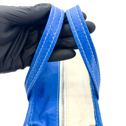 Balenciaga Bazar Striped Leather, Blue, Leather, Tote Bag