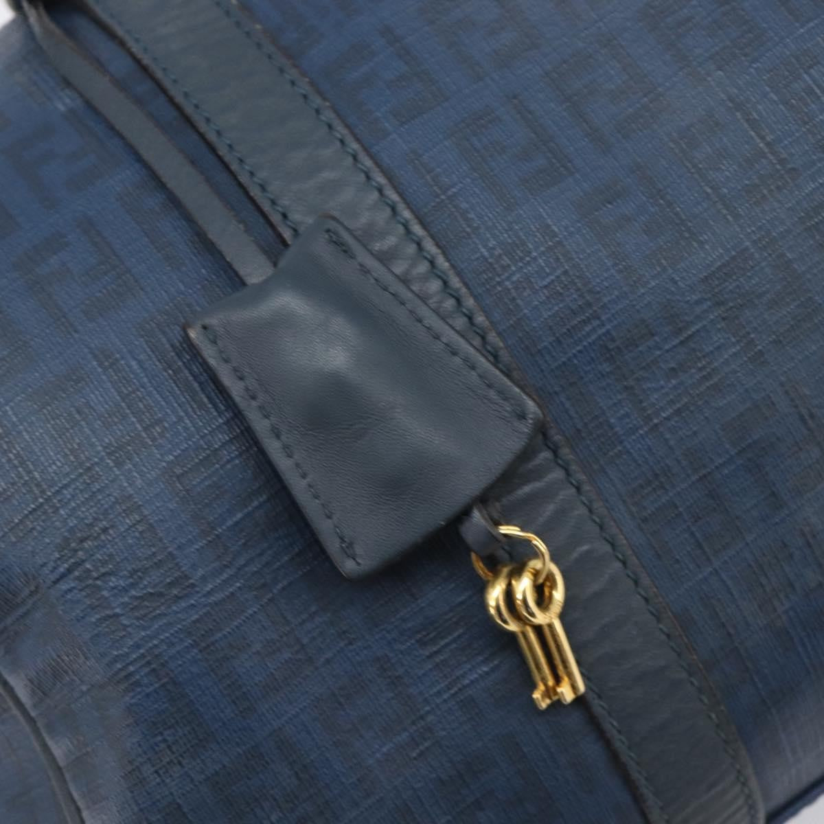 Fendi Boston Zucchino Coated Canvas, Navy, Canvas, Handbag