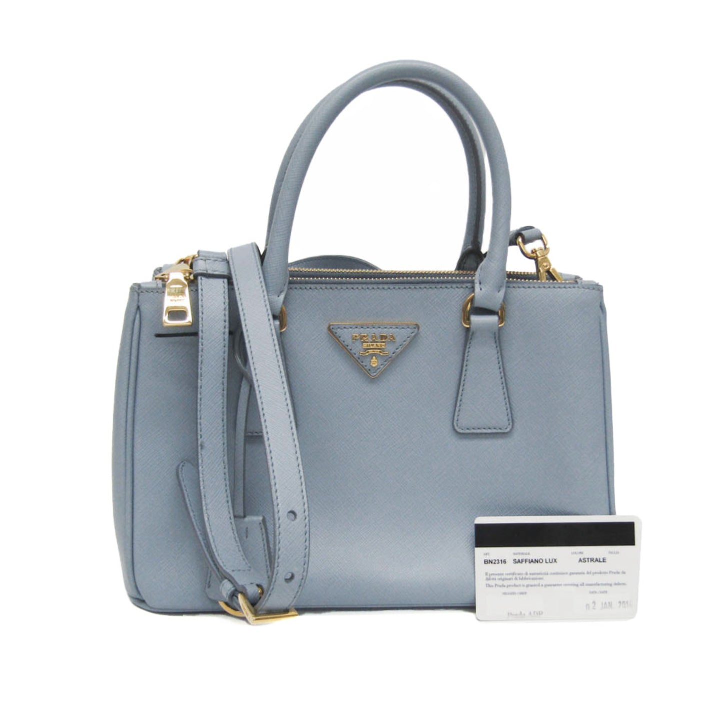 Prada Galleria, Blue, Leather, shoulder