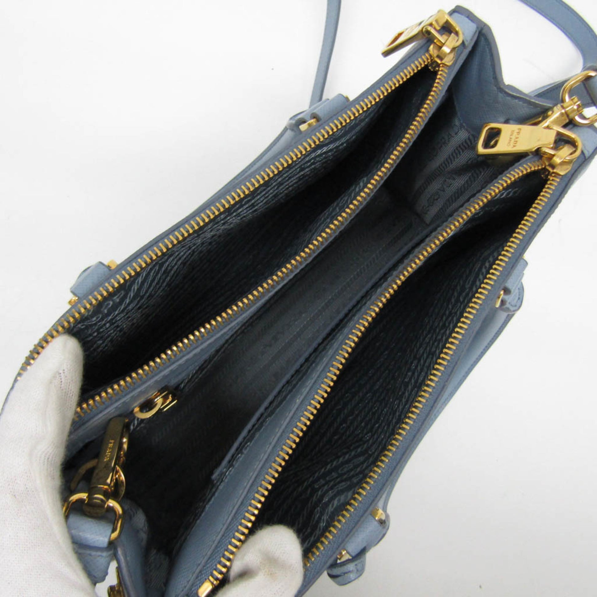 Prada Galleria, Blue, Leather, shoulder