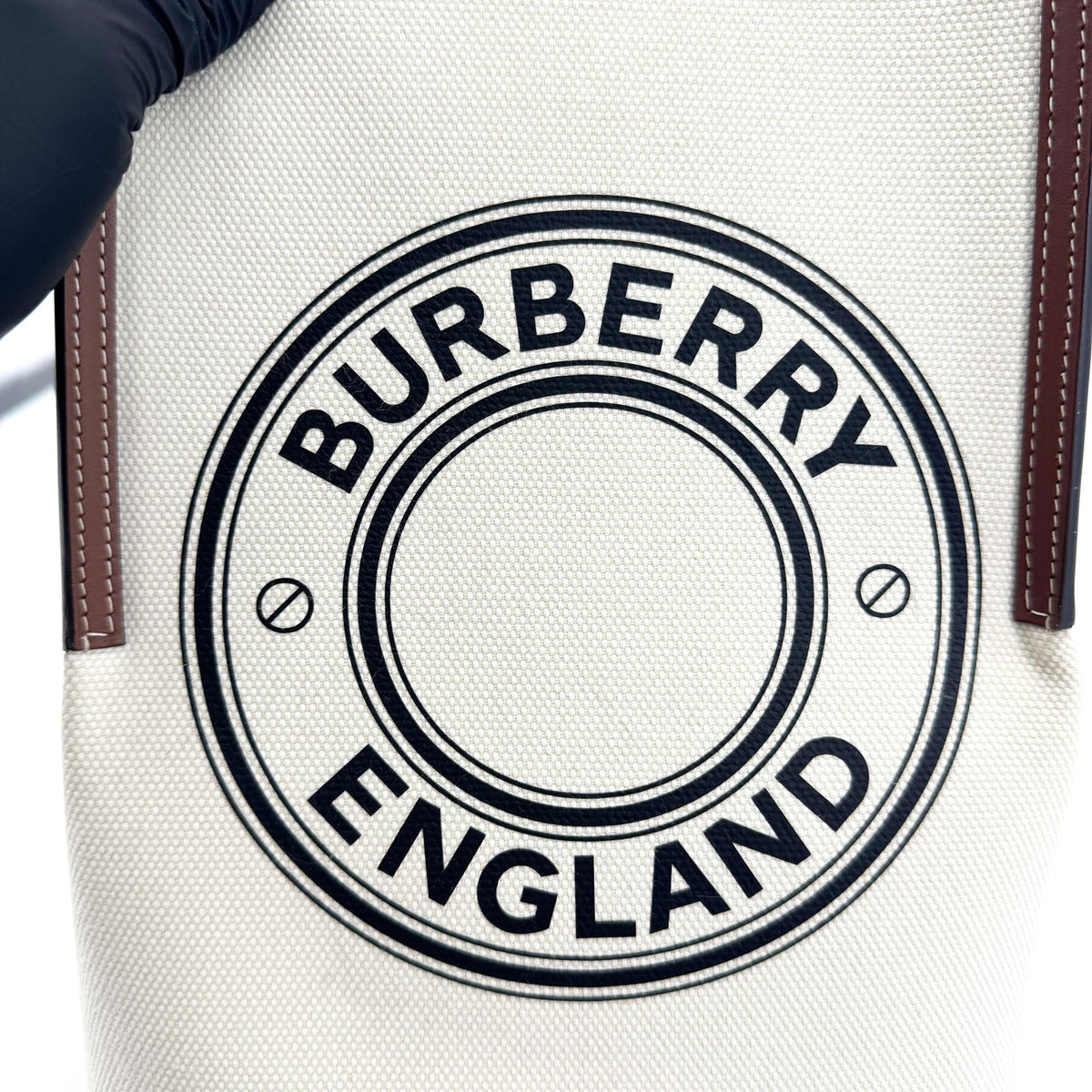 Burberry Peggy Logo Bucket Canvas, Beige, Canvas, Handbag