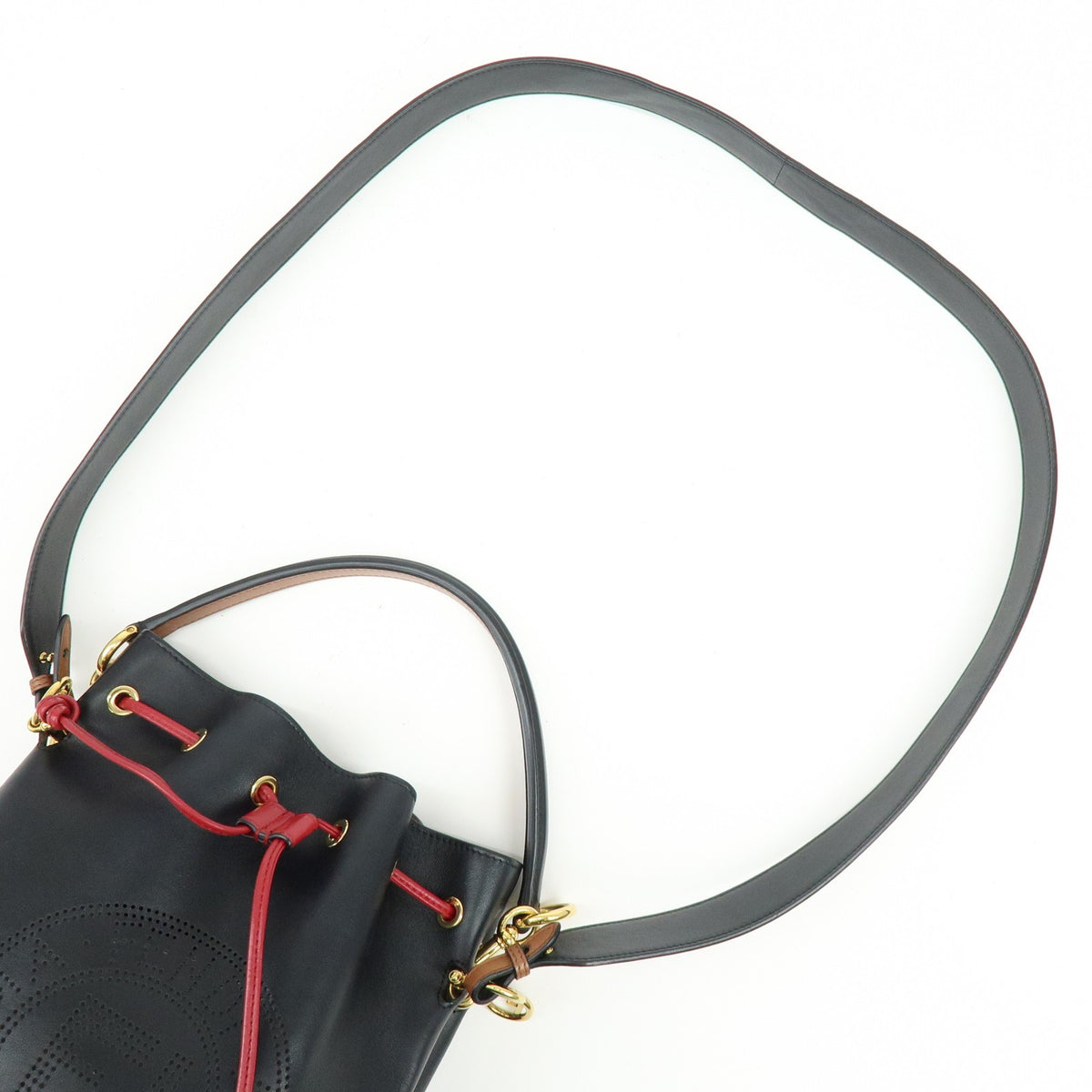 Fendi Mon Tresor Bucket Perforated Leather, Black, Leather, Handbag