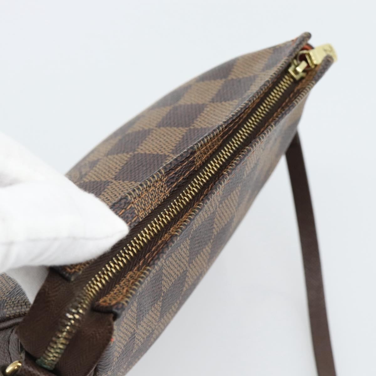 Louis Vuitton Trousse Make Up Damier, Brown, Canvas, Clutch