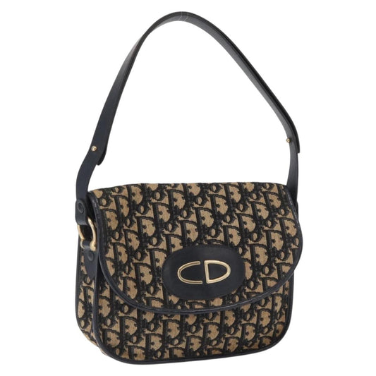 Christian Dior Vintage Trotter Shoulder Bag Canvas, NAVY, CANVAS, Shoulder bag