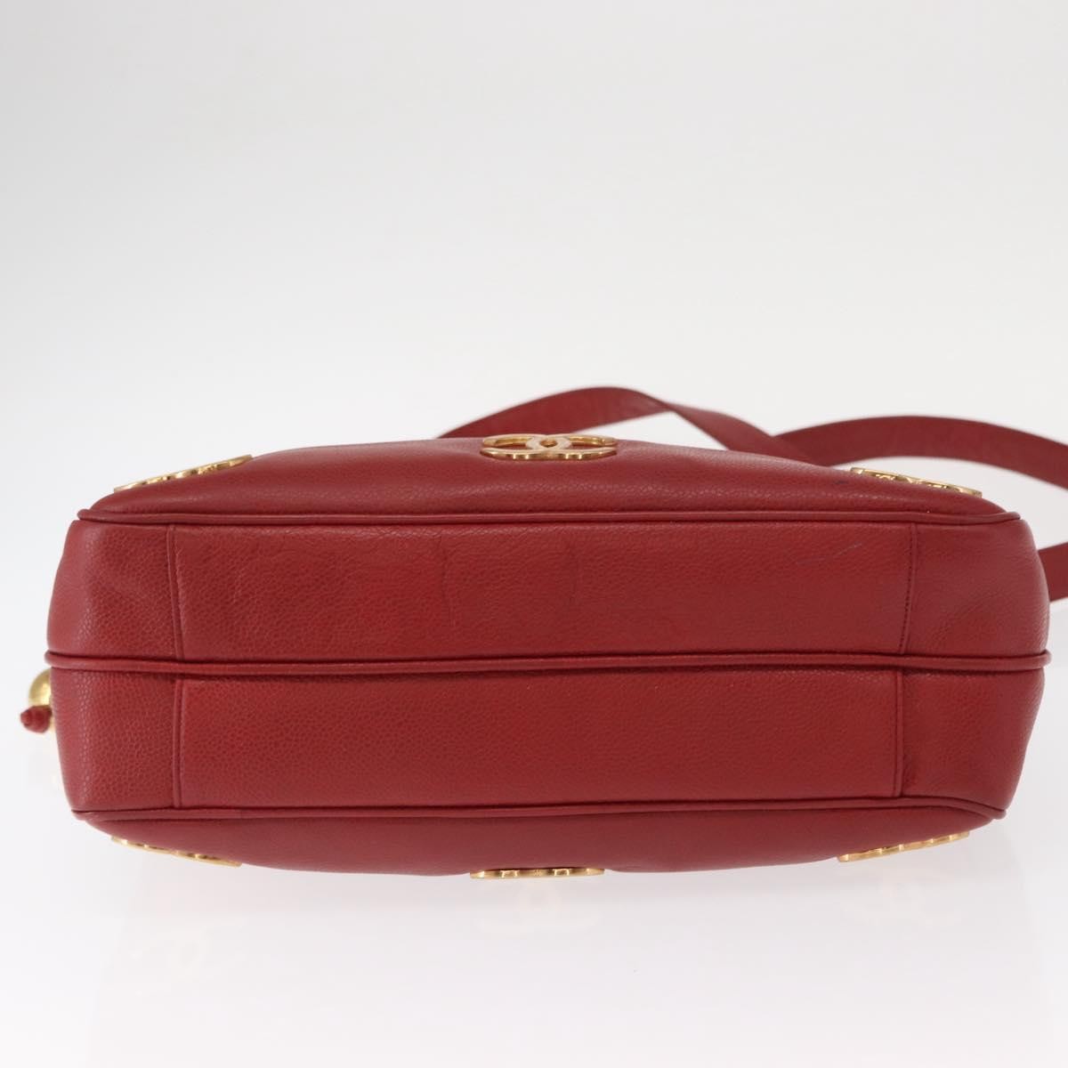 Chanel Vintage Metal CC Caviar, Red, Leather, Shoulder Bag