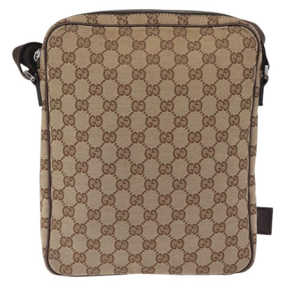 Gucci Front Zip Messenger GG Coated Canvas, Beige, Canvas, Crossbody Bag
