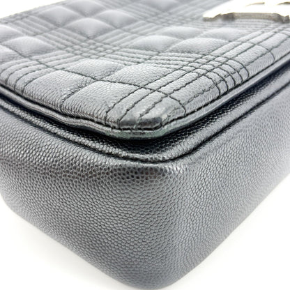 Burberry Lola Wallet on Chain Quilted Leather, Black, Calfskin, Crossbody Bag