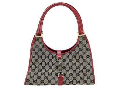 Gucci Vintage Jackie O Hobo Canvas and leather, Beige, Canvas, Shoulder Bag