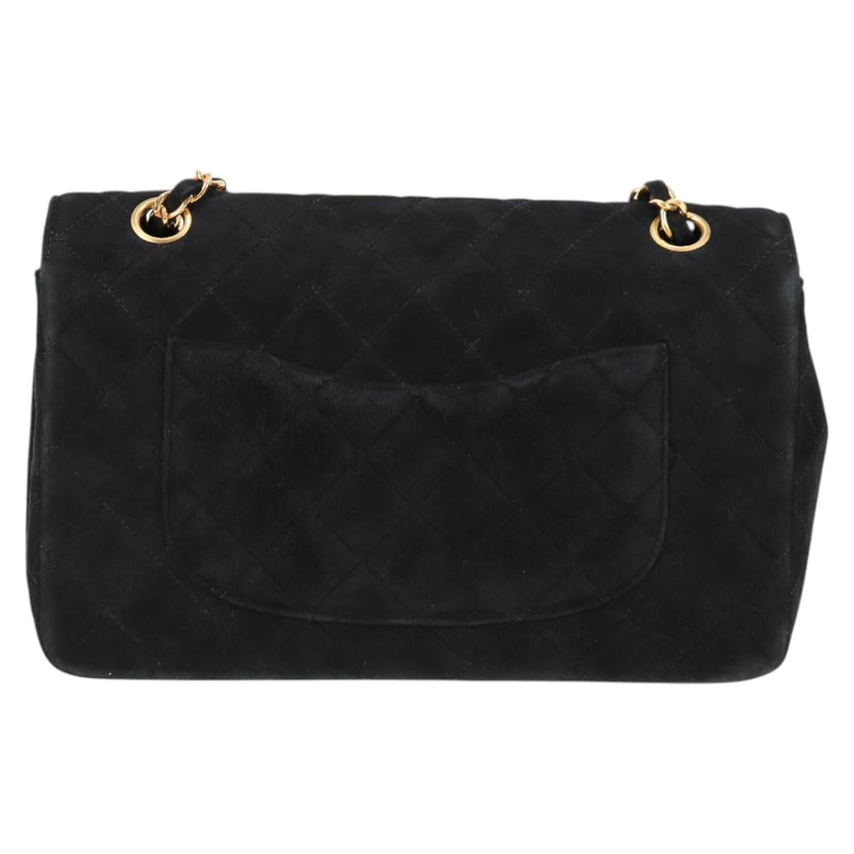 Chanel Vintage Classic Double Flap Bag Quilted Suede, BLACK, SUEDE, Handbag