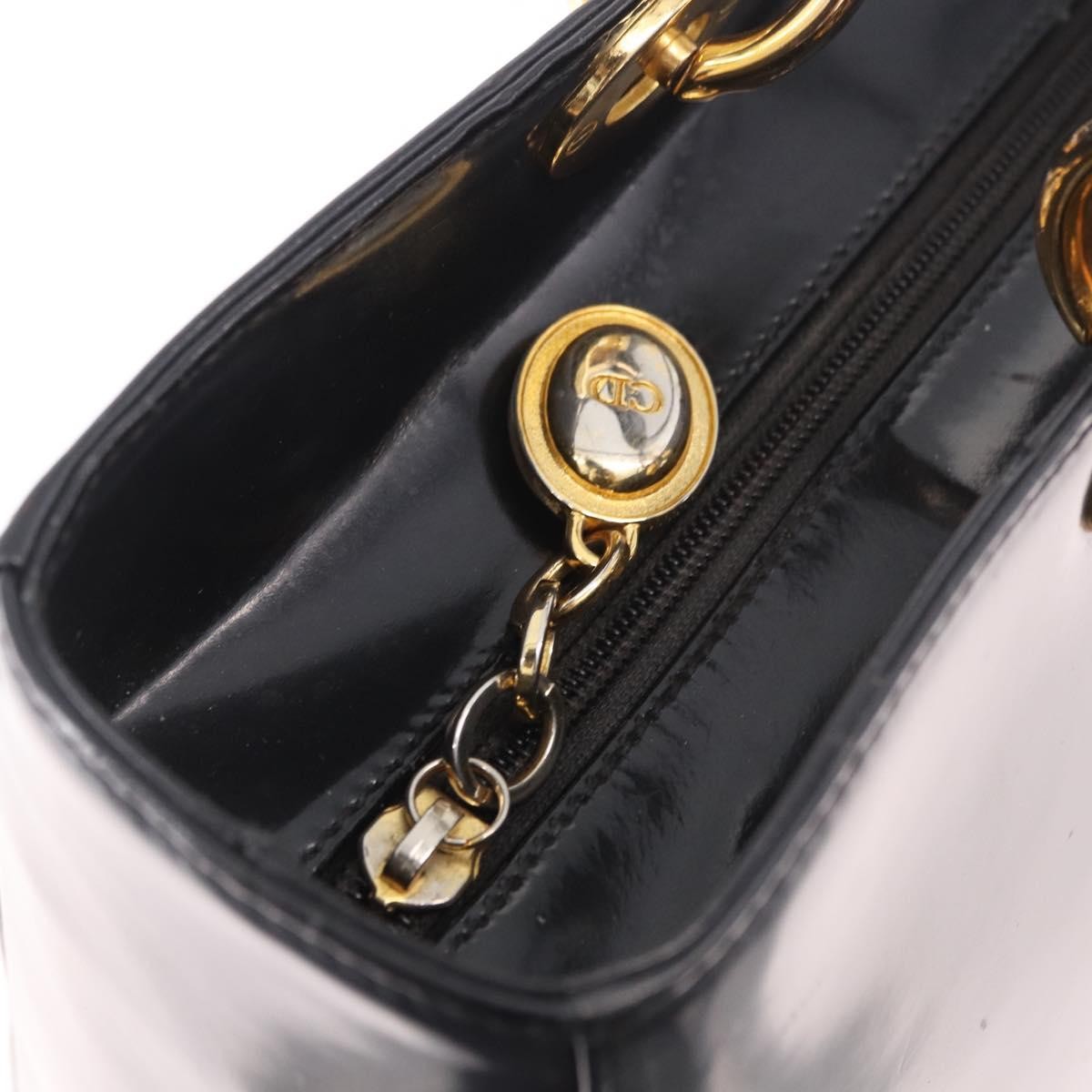 Christian Dior Vintage Lady Dior Patent, Black, Patent Leather, Handbag