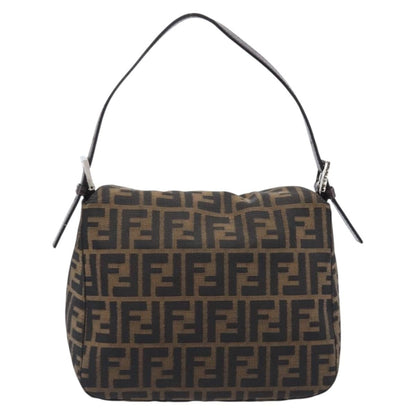 Fendi Round Flap Baguette Zucca Canvas, Black, Canvas, Shoulder Bag