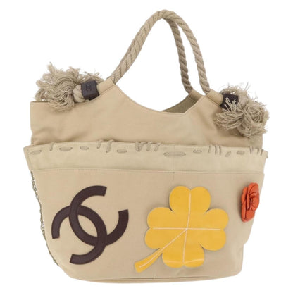 Chanel Camellia Flower Tote Canvas, Beige, Canvas, Tote Bag