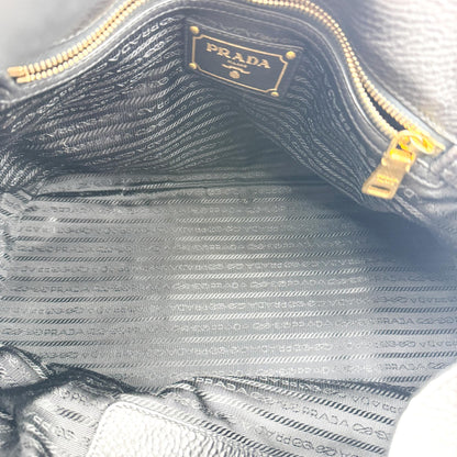 Prada Convertible Open Leather, Black, Leather, Tote Bag