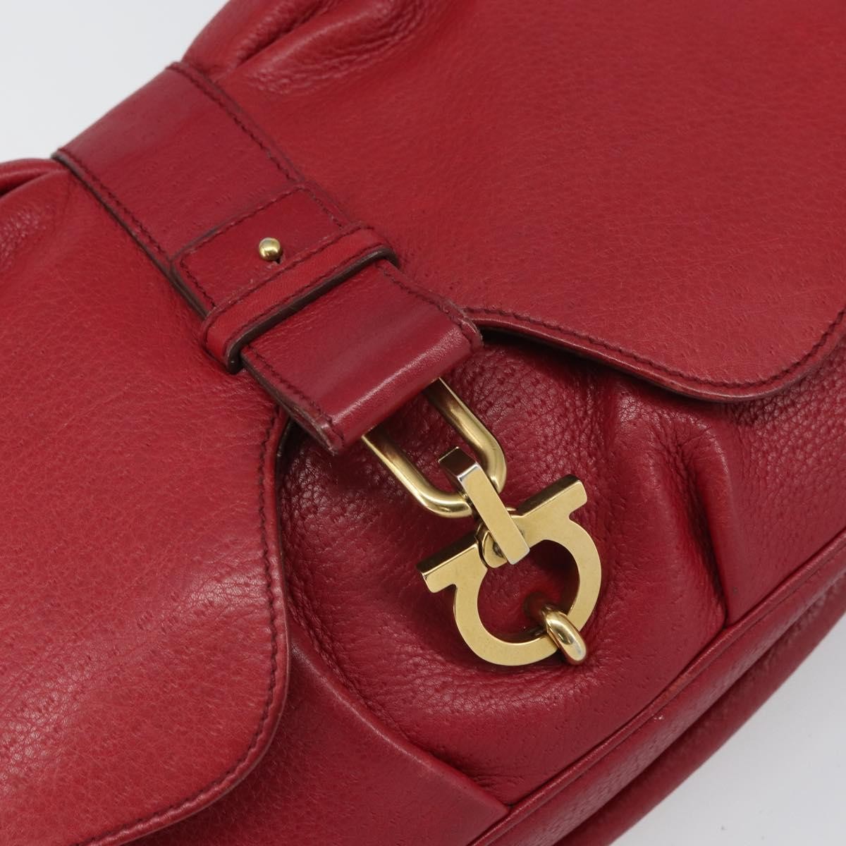 Salvatore Ferragamo Gancini Leather, Red, Leather, Shoulder Bag