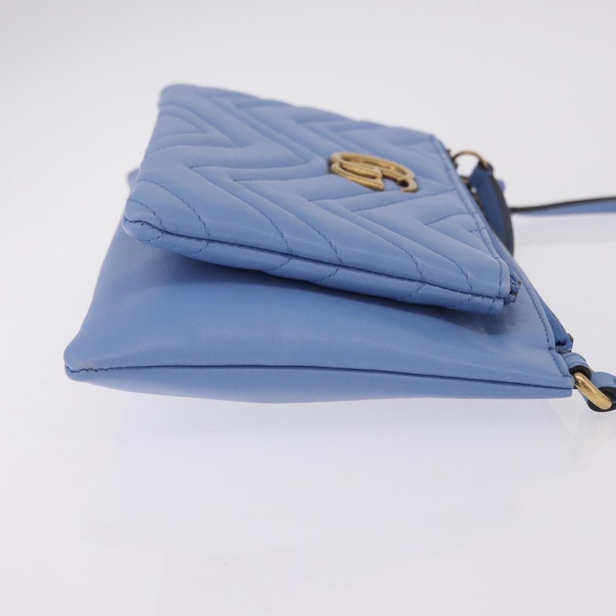 Gucci GG Marmont Double Matelasse Leather, Blue, Leather, Crossbody Bag