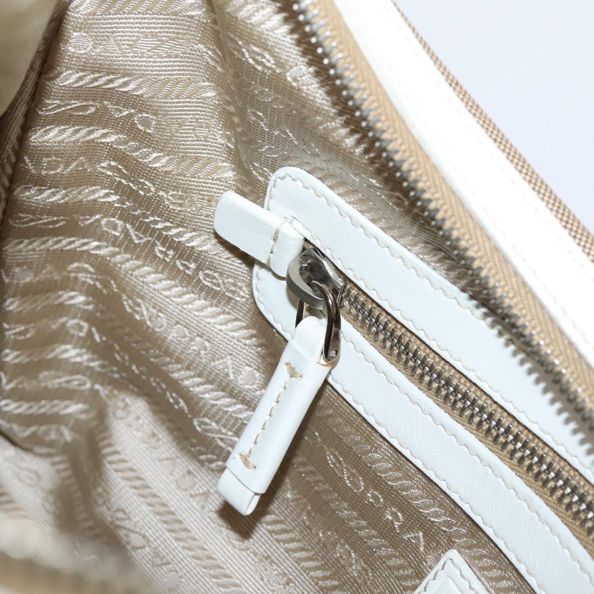 Prada Canapa Hobo Canvas with Leather, Beige, Canvas, Shoulder Bag