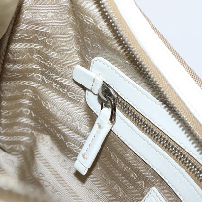 Prada Canapa Hobo Canvas with Leather, Beige, Canvas, Shoulder Bag
