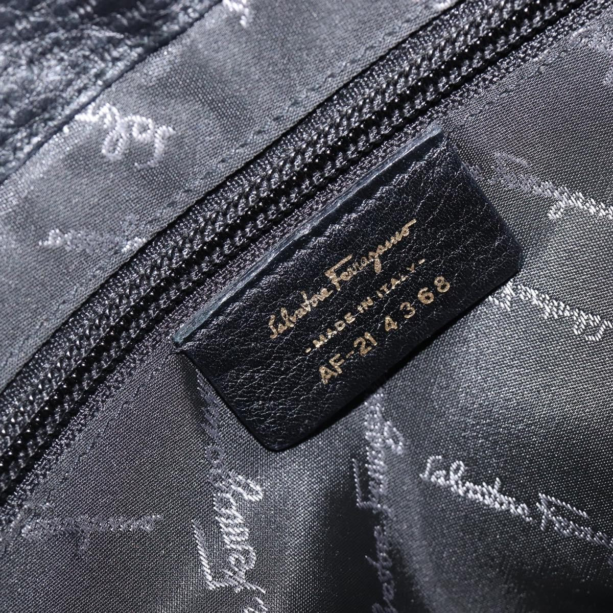 Salvatore Ferragamo Gancini Leather, Black, Leather, Shoulder Bag