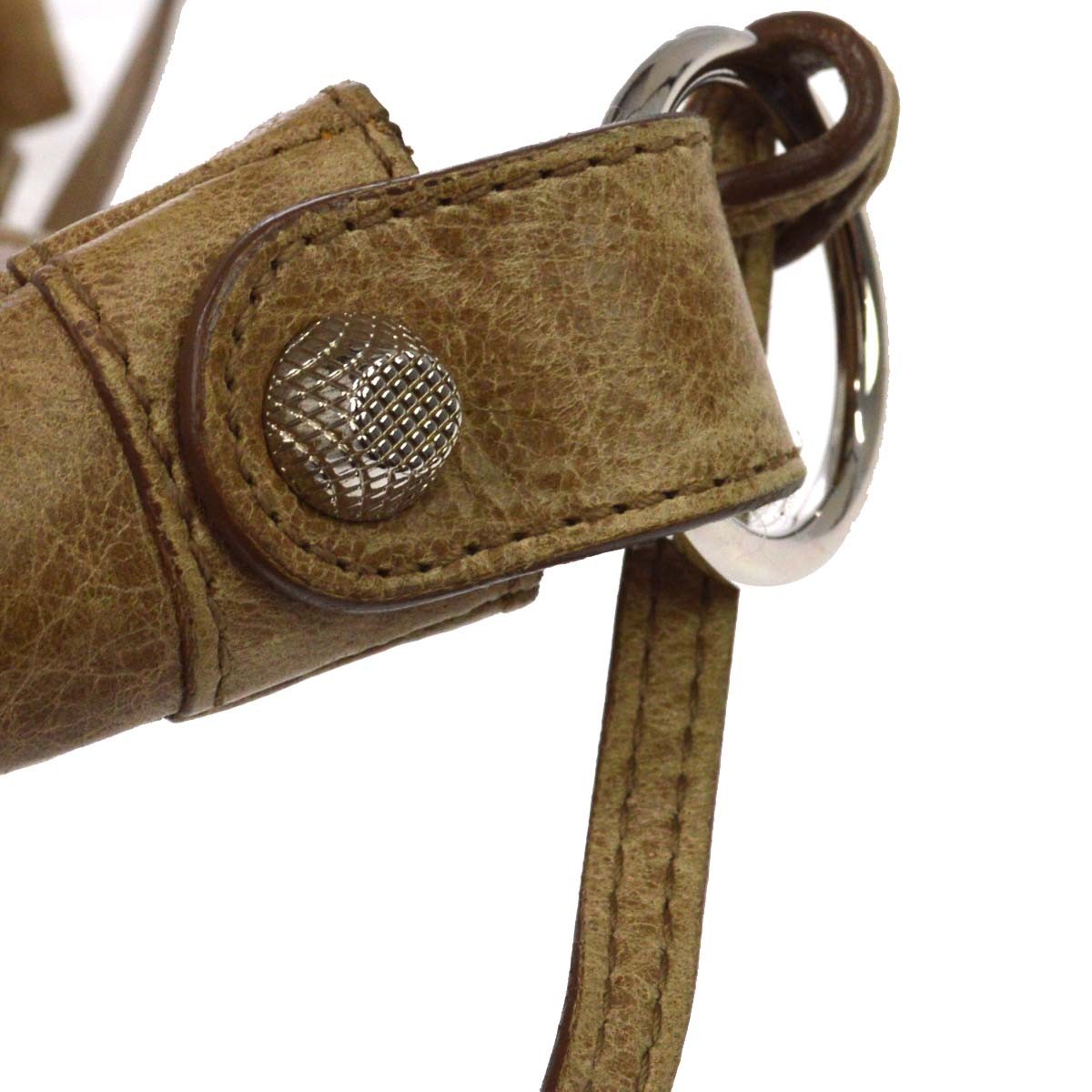Balenciaga Hip Classic Studs Leather, Brown, Leather, Crossbody Bag