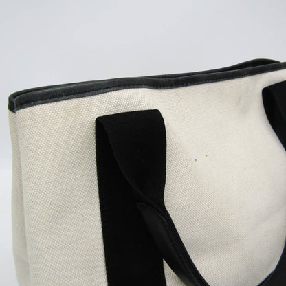 Balenciaga Navy Cabas Canvas with Leather, White, Canvas, Tote Bag