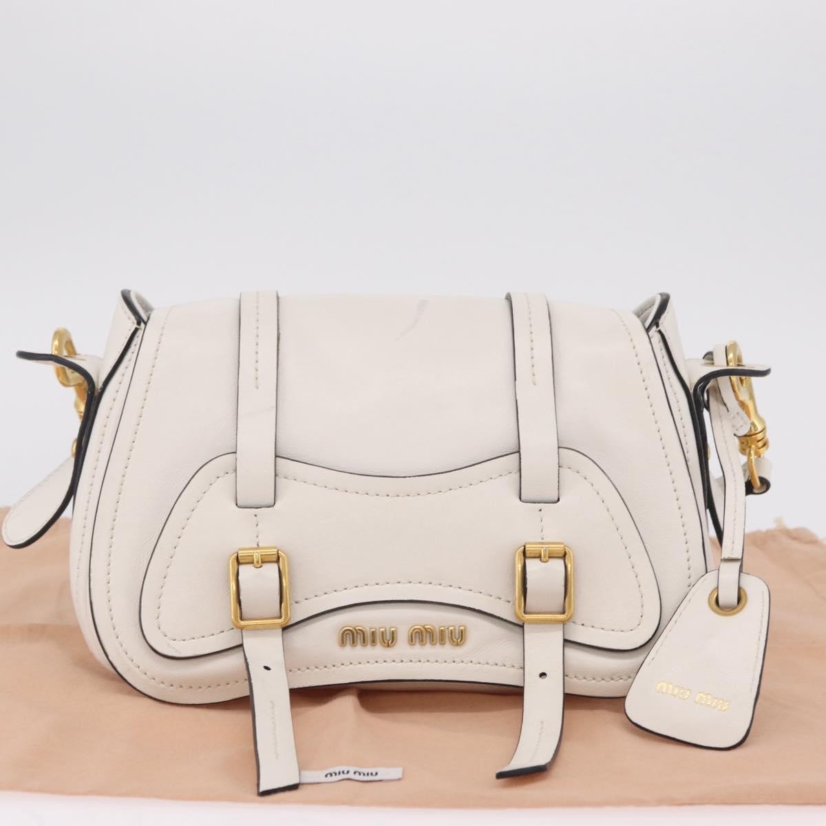 Miu Miu Grace Lux Leather, White, Leather, Shoulder Bag