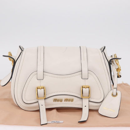 Miu Miu Grace Lux Leather, White, Leather, Shoulder Bag