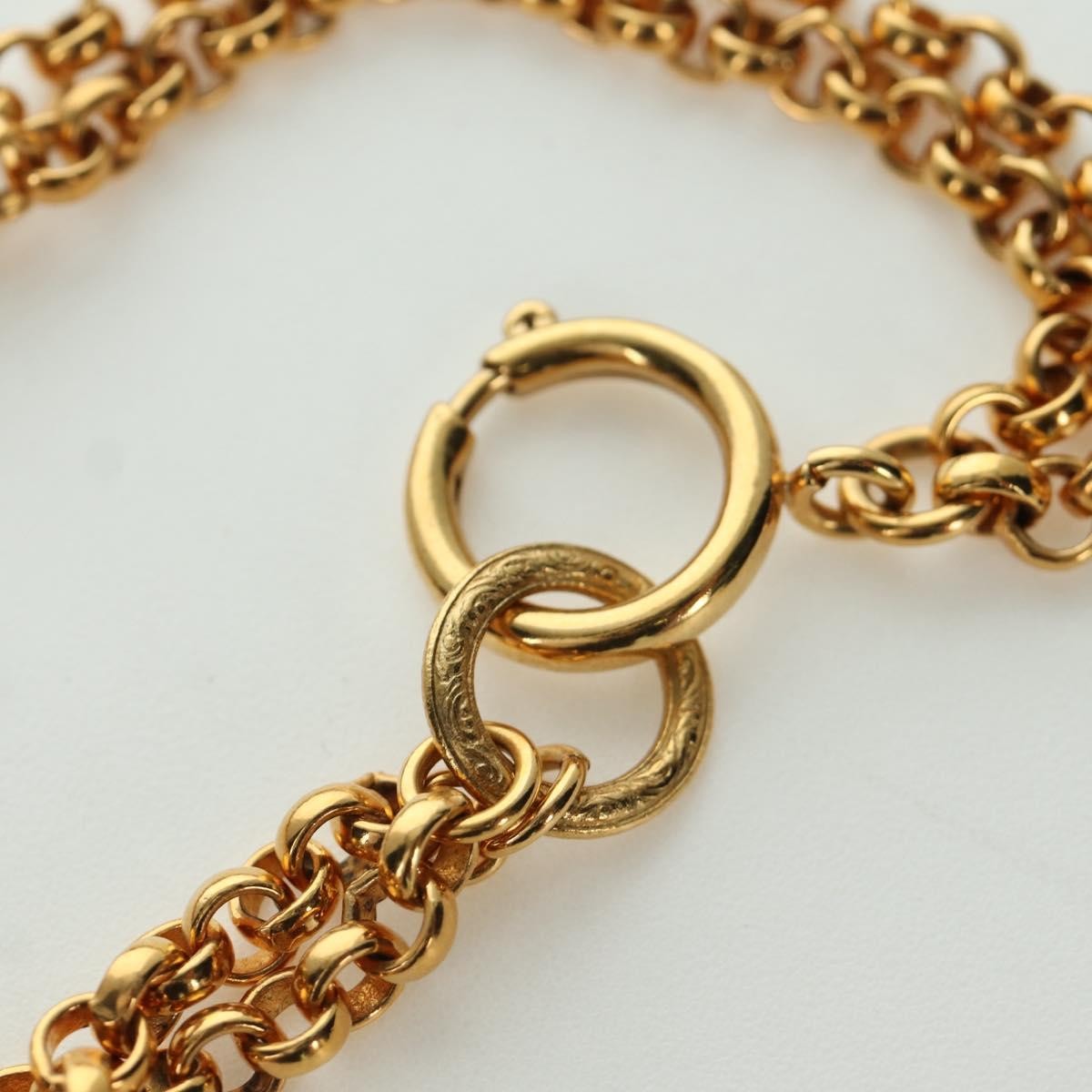 Chanel Vintage CC Heart Pendant Long Metal, Gold, Metal, Necklace