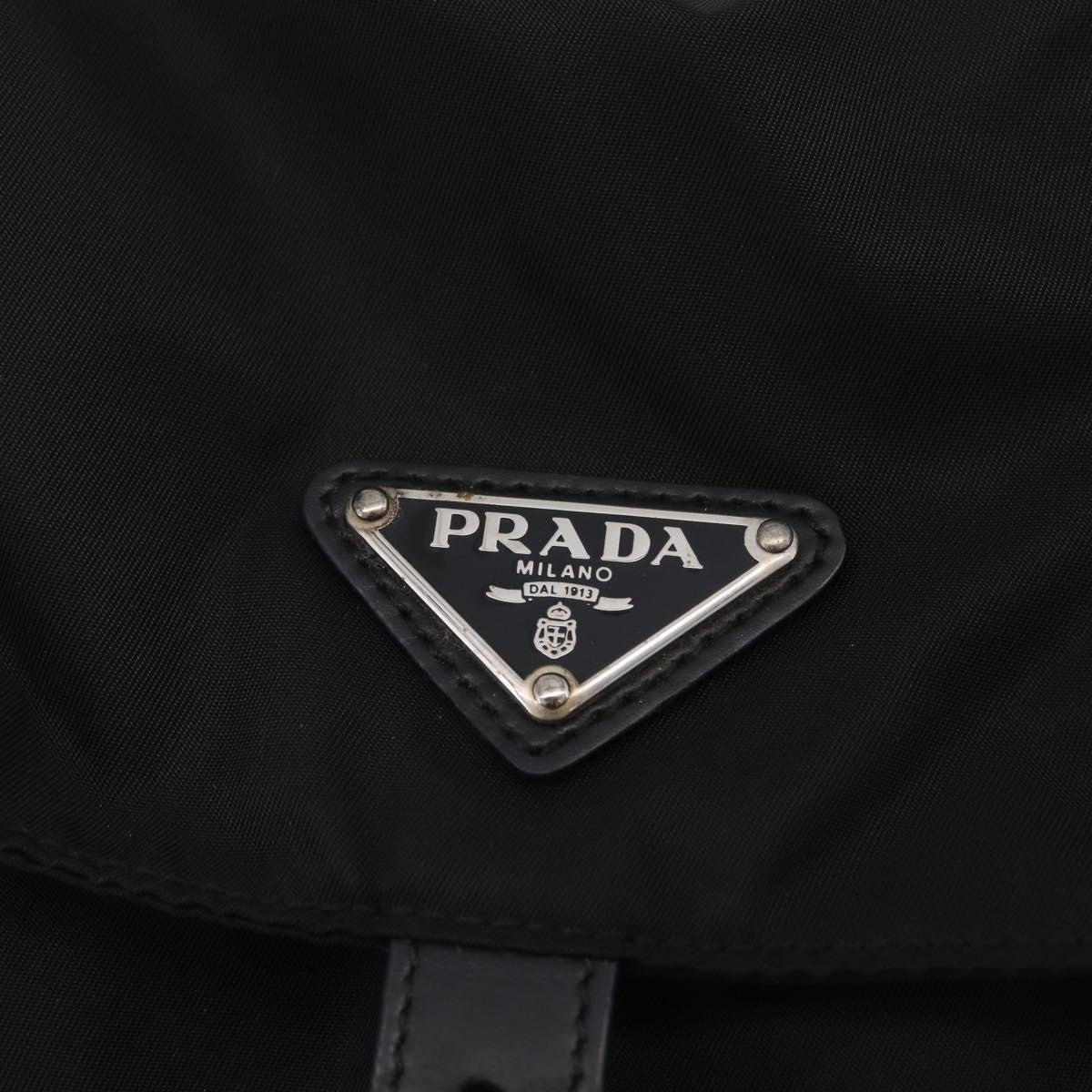 Prada Double Pocket Backpack Chain Re-Nylon, Black, Nylon, Shoulder Bag