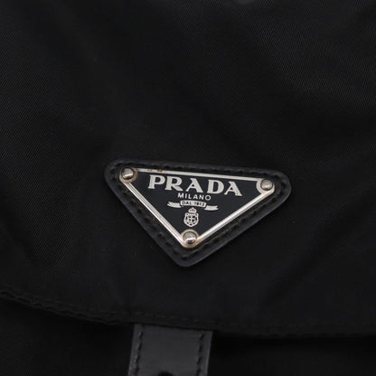 Prada Double Pocket Backpack Chain Re-Nylon, Black, Nylon, Shoulder Bag