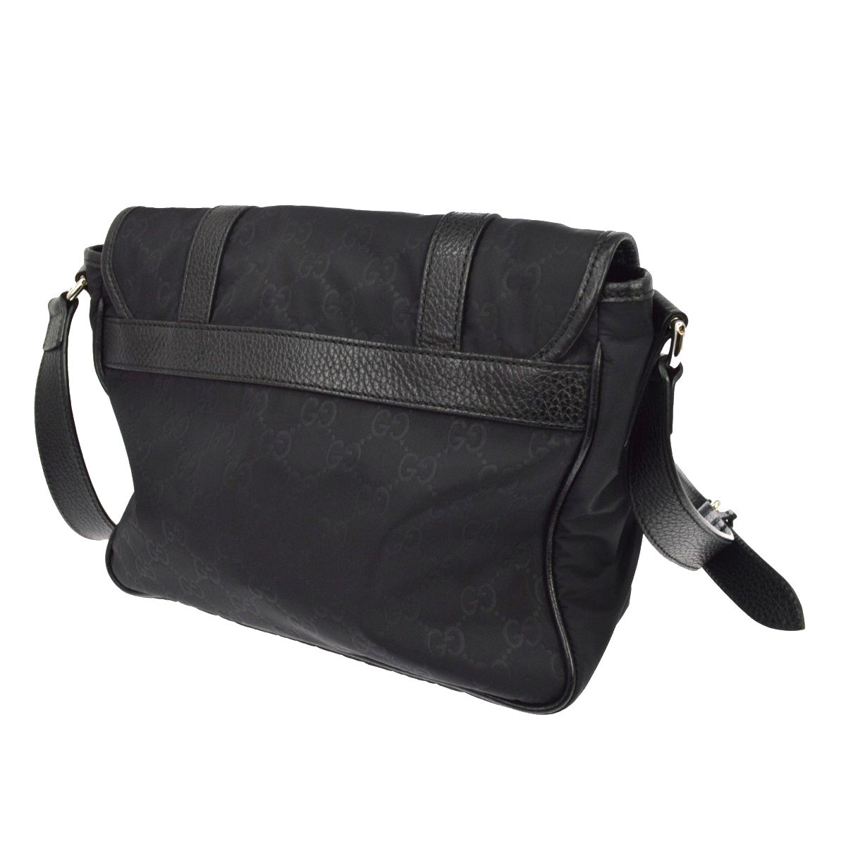 Gucci Buckle Messenger GG Canvas, Black, Canvas, Handbag