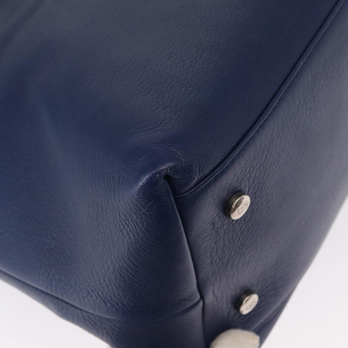 Christian Dior Granville Satchel Leather, BLUE, LEATHER, Handbag