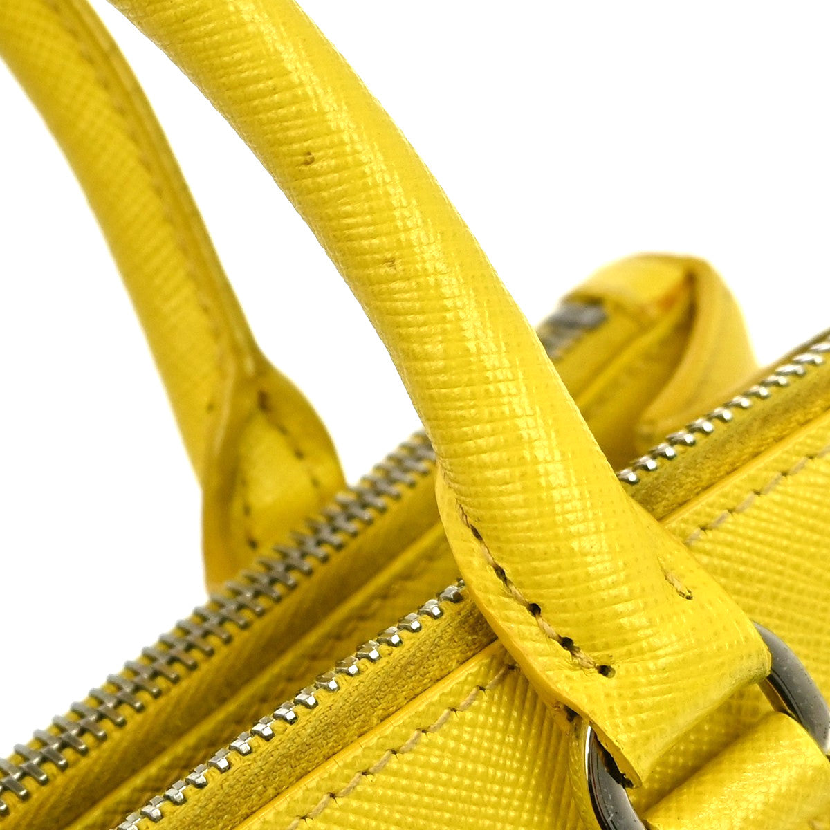 Prada Galleria Double Zip Saffiano Leather, Yellow, Leather, Tote Bag