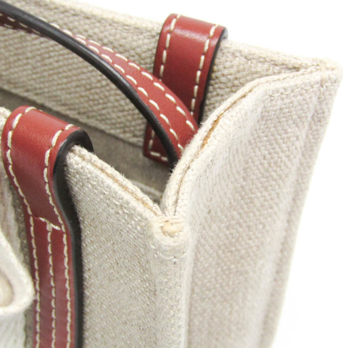 Chloe Woody Convertible Canvas with Leather, Beige, Canvas, Tote Bag