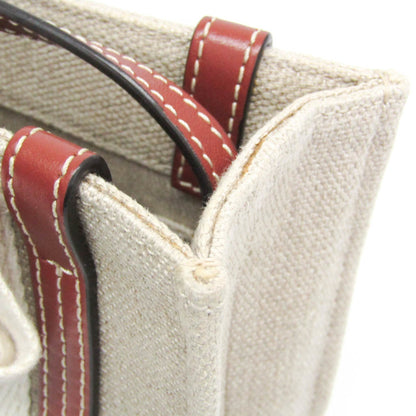 Chloe Woody Convertible Canvas with Leather, Beige, Canvas, Tote Bag