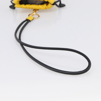 Fendi Logo Drawstring Leather, Yellow, Leather, Handbag