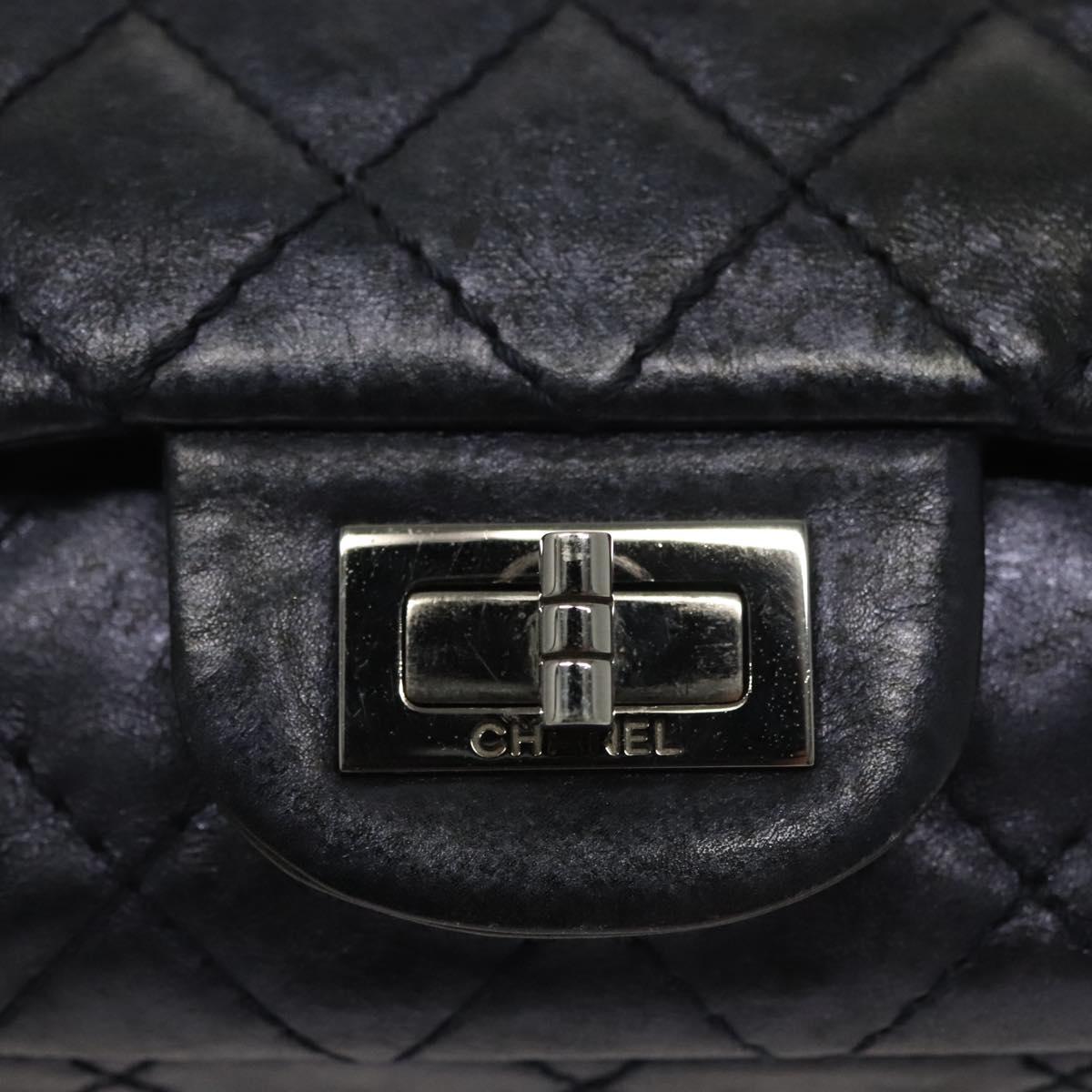 Chanel Hybrid Reissue Double Flap Bag Quilted Lambskin, NAVY, LEATHER, Shoulder bag