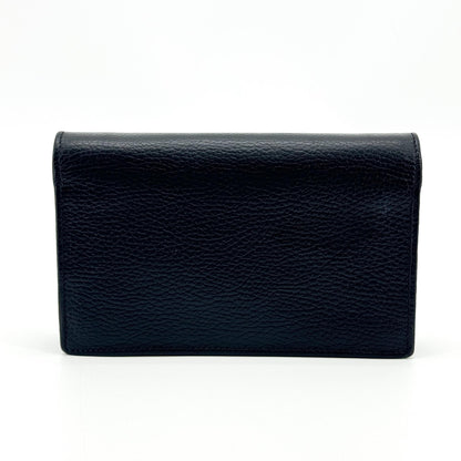 Gucci Interlocking Wallet on Chain Leather, Black, Leather, Shoulder Bag