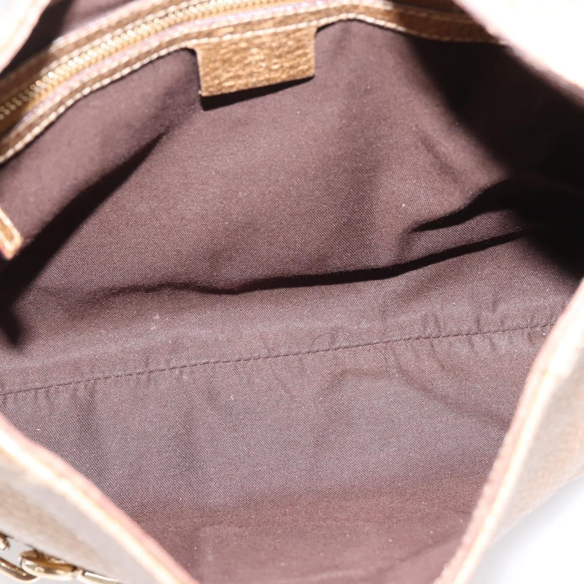 Gucci Shoulder Leather, Gold, Canvas, Shoulder Bag