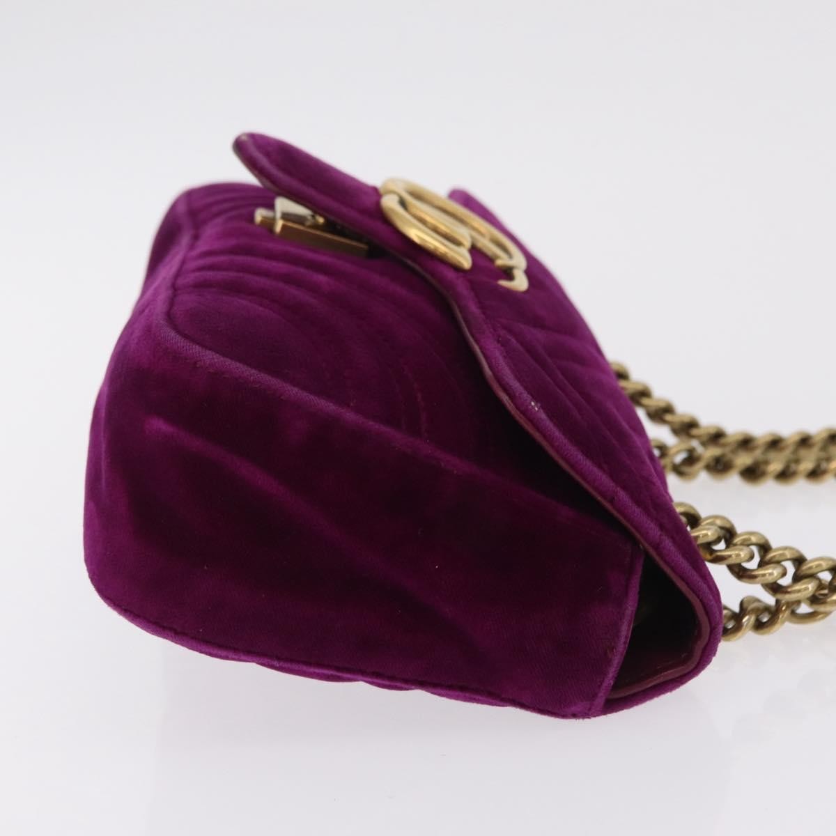 Gucci GG Marmont Matelassé Velvet, Purple, Velvet, Shoulder Bag
