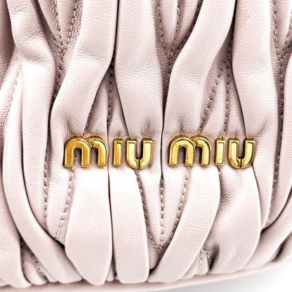 Miu Miu Drawstring Bucket Matelasse Leather, Pink, Leather, Handbag