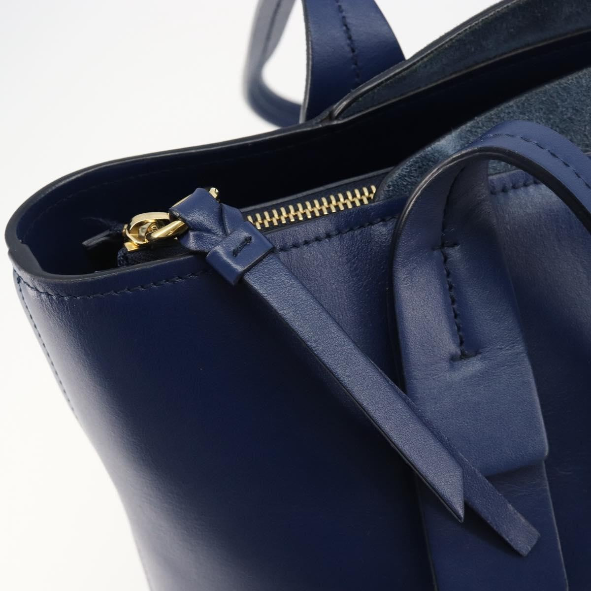 Chloe C Zipped Leather, Blue, Leather, Tote Bag