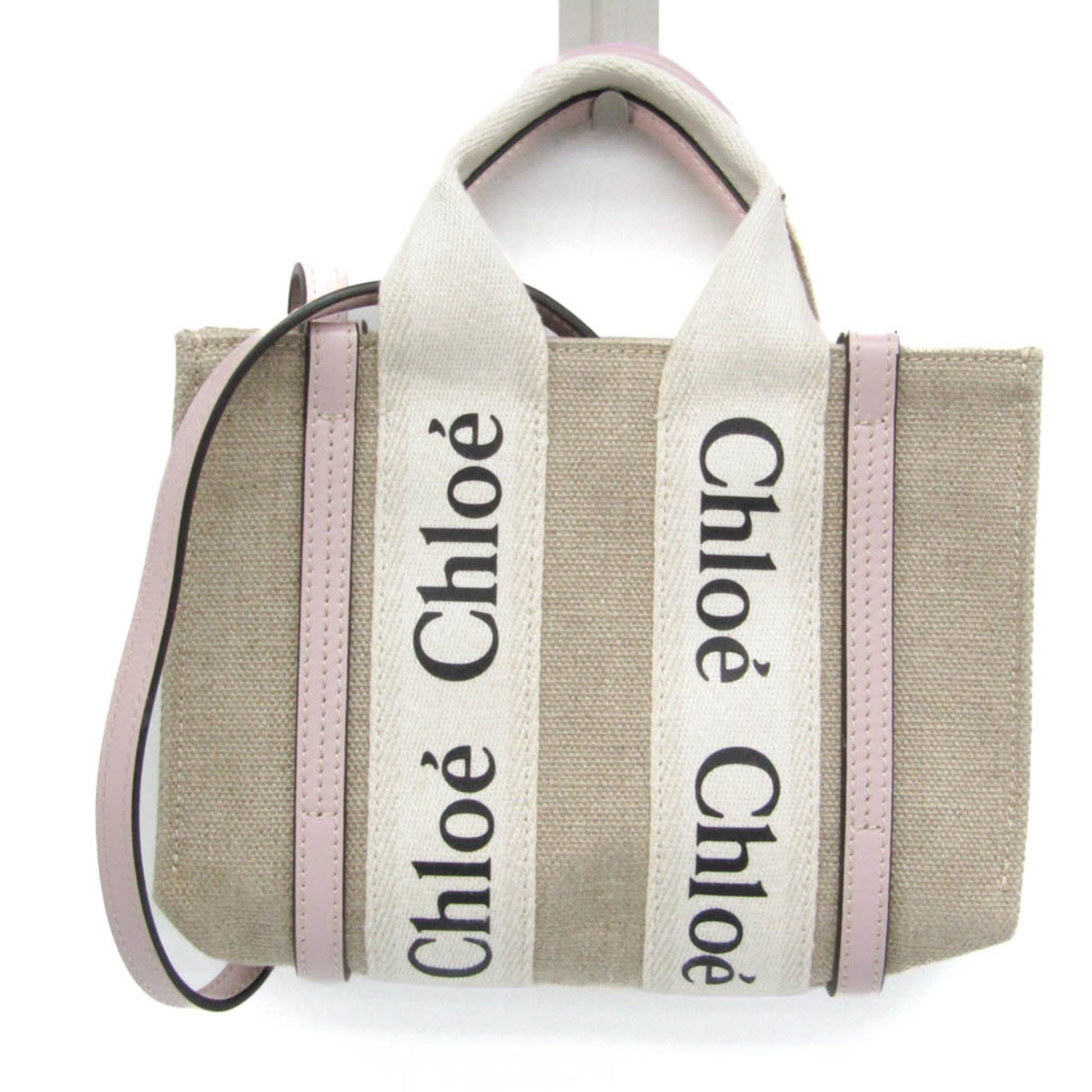 Chloé Woody, Beige, Canvas, tote