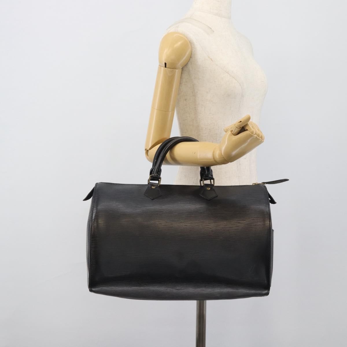 Louis Vuitton Speedy Epi, Black, Leather, Handbag
