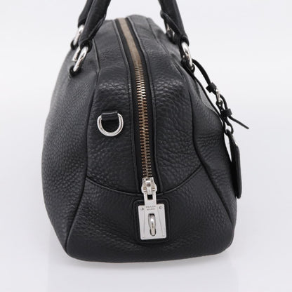 Prada Convertible Zip Satchel Vitello Daino, Black, Leather, Handbag