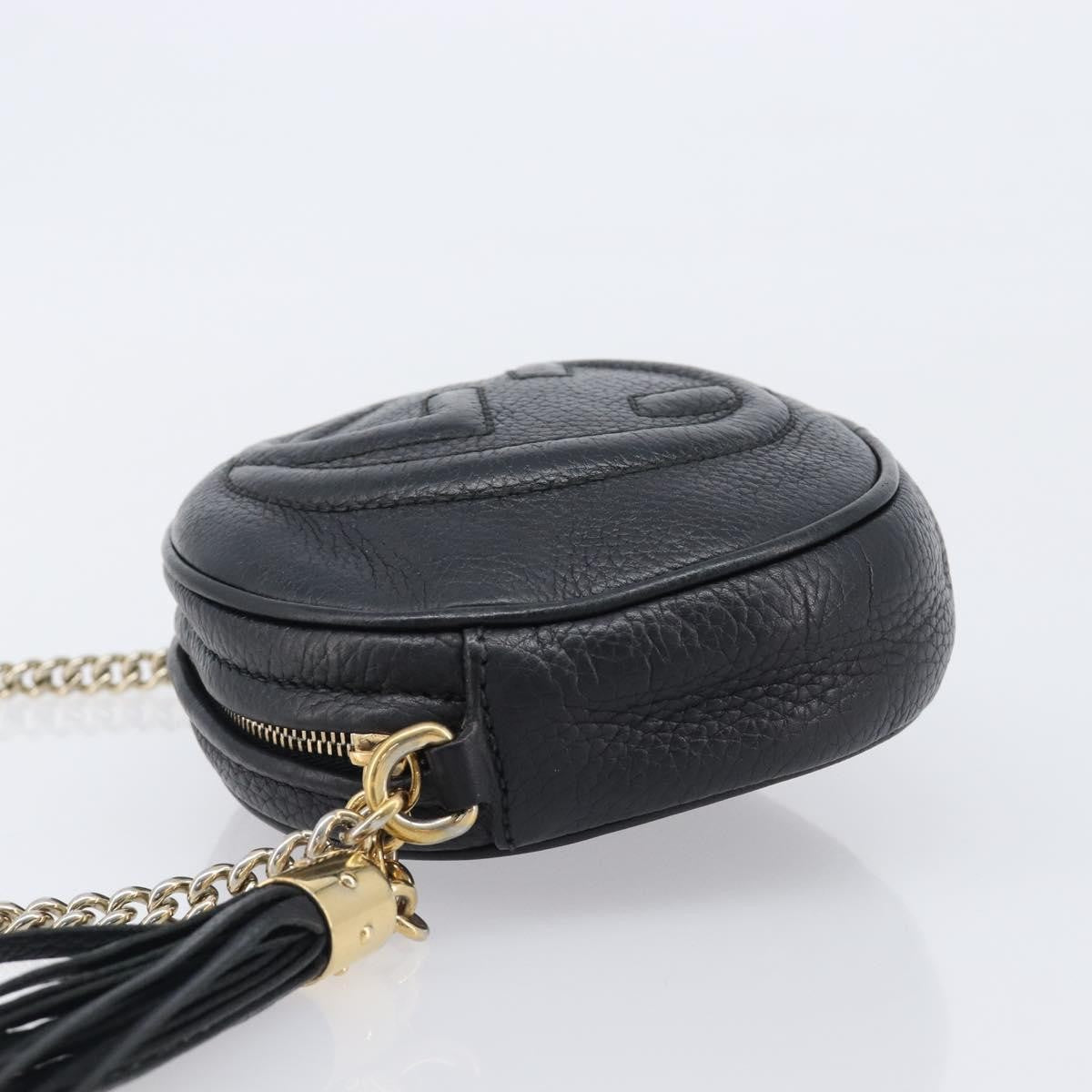Gucci Soho Chain Leather, Black, Leather, Handbag