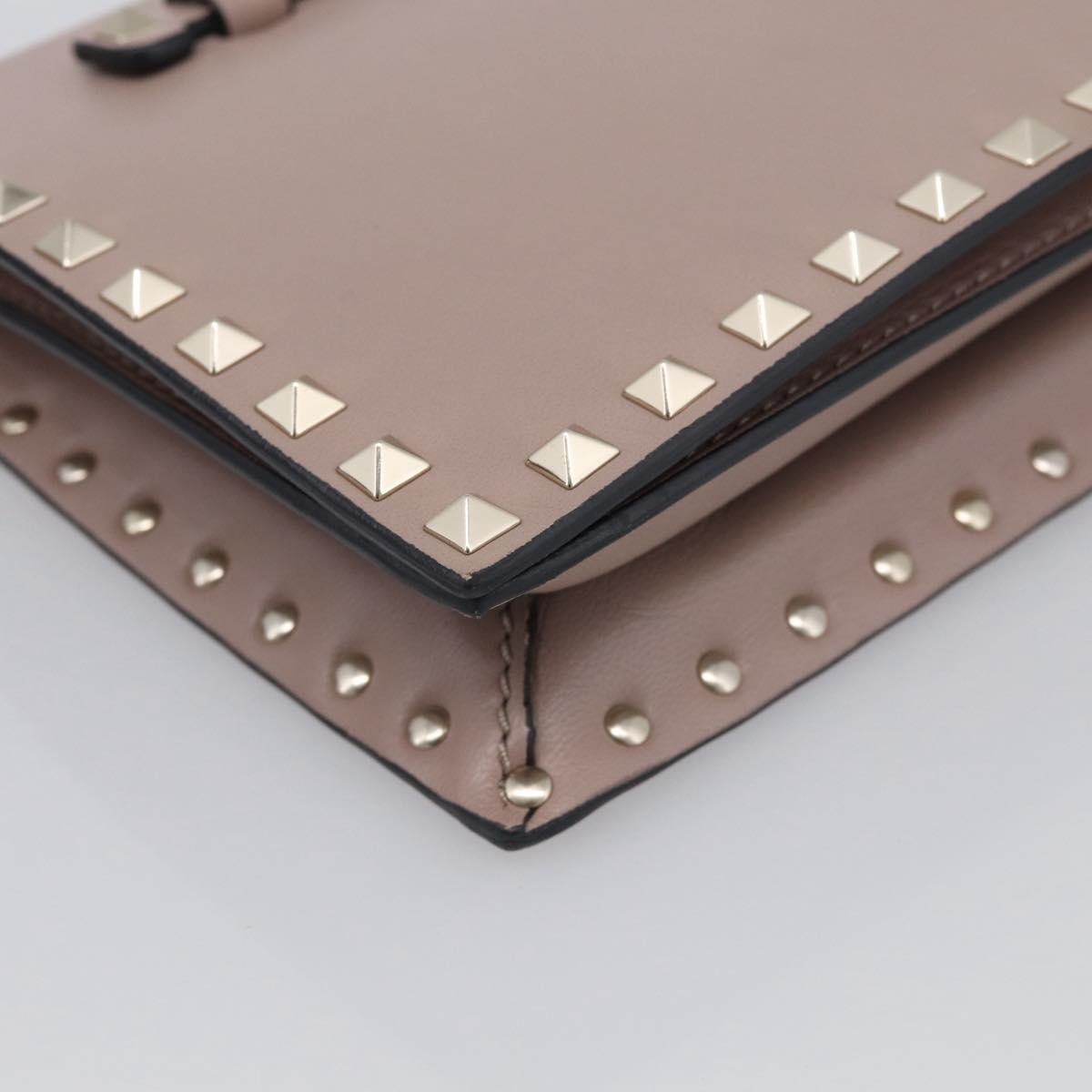 Valentino Garavani Rockstud Flap Clutch Leather, Beige, Leather, Clutch