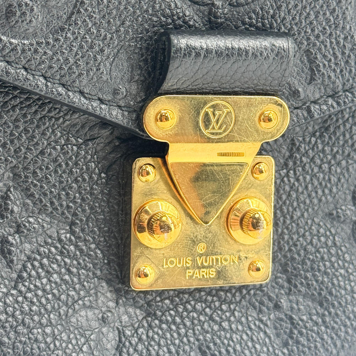 Louis Vuitton Pochette Metis Monogram Empreinte Leather, Black, Leather, Clutch