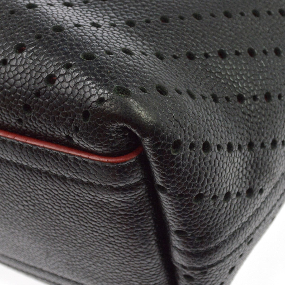 Chanel Shopping Perforated Caviar, Black, Leather, Tote Bag