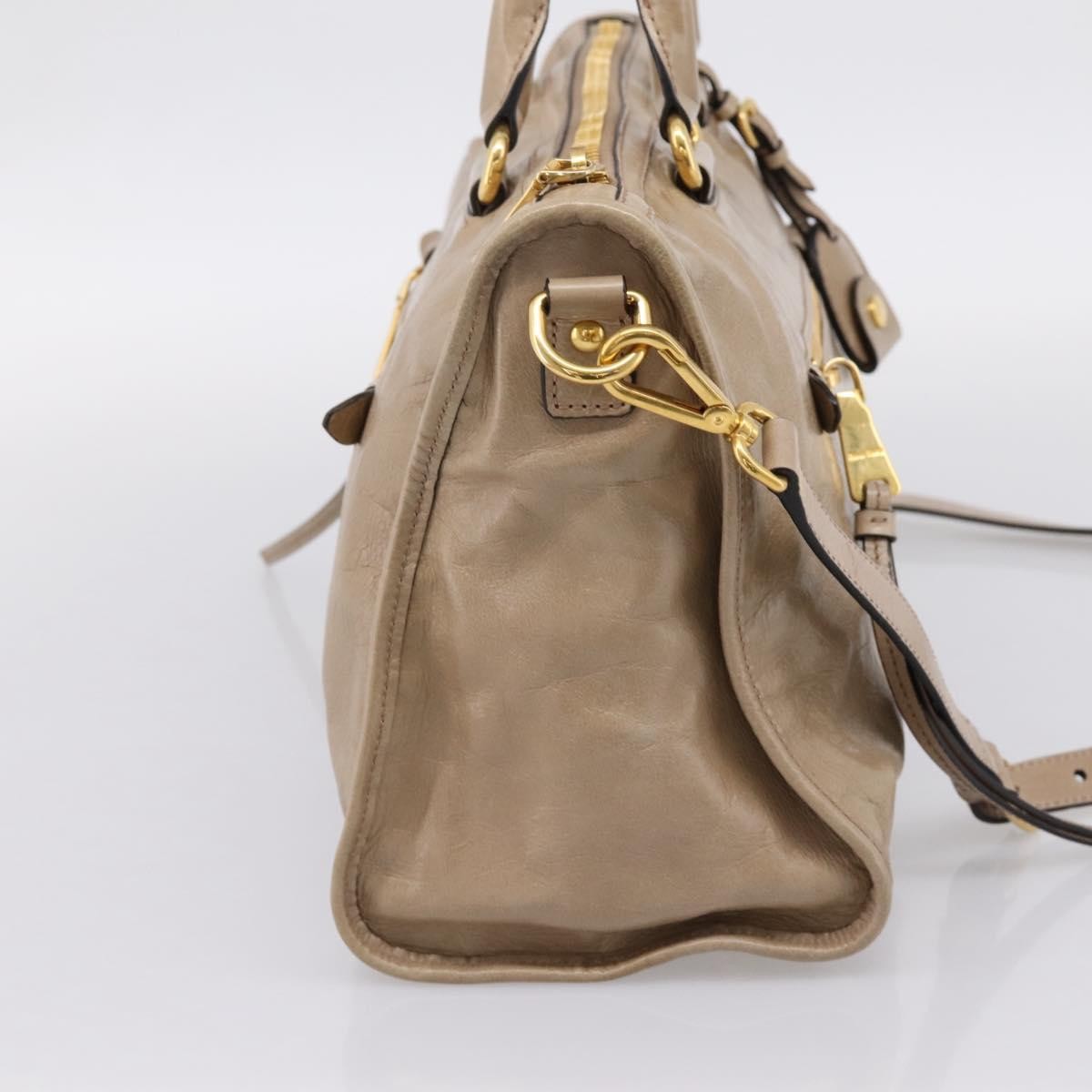 Miu Miu Convertible Bauletto Vitello Shine, Beige, Leather, Handbag