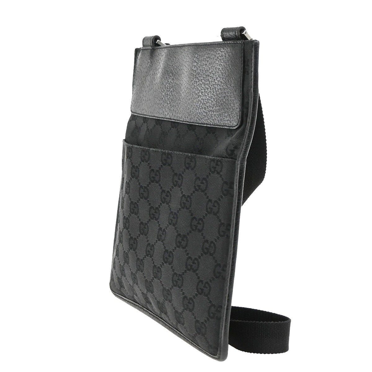 Gucci Vintage Flat GG Canvas, Black, Canvas, Crossbody Bag